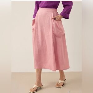 Chic Pink Midi Skirt with Pockets